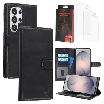 Samsung Galaxy S26 Ultra MyTPhone CardMate MagSafe Læder Pung Cover med Kortholder, Stativ, 2x Skærmbeskyttelse - sort