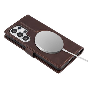 Samsung Galaxy S26 Ultra MyTPhone CardMate MagSafe Læder Pung Cover med Kortholder, Stativ, 2x Skærmbeskyttelse - mørkebrun