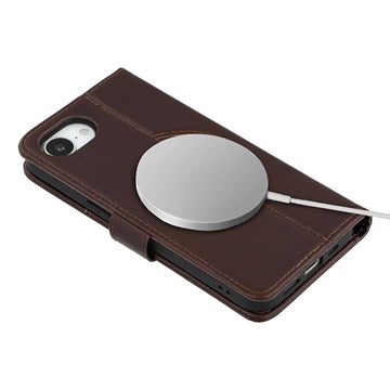 iPhone 17e MyTPhone CardMate MagSafe Læder Pung Cover med Kortholder, Stativ, 2x Skærmbeskyttelse - mørkebrun