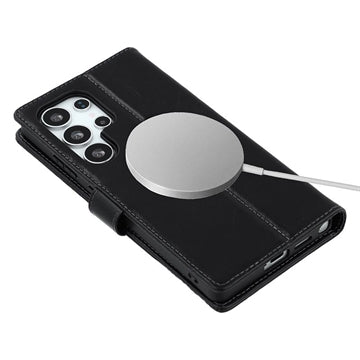 Samsung Galaxy S24 Ultra MyTPhone CardMate MagSafe Læder Pung Cover med Kortholder, Stativ, 2x Skærmbeskyttelse - sort