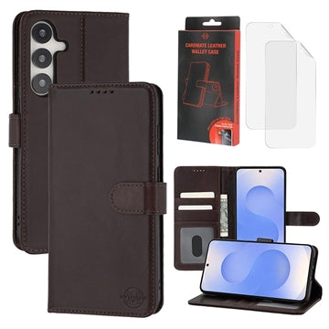 Samsung Galaxy S25+ MyTPhone CardMate MagSafe Læder Pung Cover med Kortholder, Stativ, 2x Skærmbeskyttelse - mørkebrun
