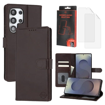 Samsung Galaxy S25 Ultra MyTPhone CardMate MagSafe Læder Pung Cover med Kortholder, Stativ, 2x Skærmbeskyttelse - mørkebrun