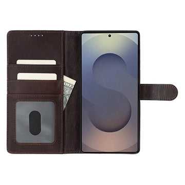 Samsung Galaxy S25 Ultra MyTPhone CardMate MagSafe Læder Pung Cover med Kortholder, Stativ, 2x Skærmbeskyttelse - mørkebrun