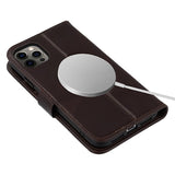 iPhone 12/12 Pro MyTPhone CardMate MagSafe Læder Pung Cover med Kortholder, Stativ, 2x Skærmbeskyttelse - mørkebrun