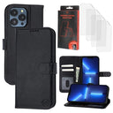 iPhone 13 Pro Max/12 Pro Max MyTPhone CardMate MagSafe Læder Pung Cover med Kortholder, Stativ, 2x Skærmbeskyttelse - sort