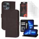 iPhone 13 Pro Max/12 Pro Max MyTPhone CardMate MagSafe Læder Pung Cover med Kortholder, Stativ, 2x Skærmbeskyttelse - mørkebrun