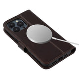 iPhone 13 Pro Max/12 Pro Max MyTPhone CardMate MagSafe Læder Pung Cover med Kortholder, Stativ, 2x Skærmbeskyttelse - mørkebrun