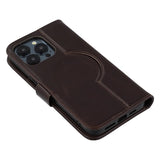 iPhone 13 Pro MyTPhone CardMate MagSafe Læder Pung Cover med Kortholder, Stativ, 2x Skærmbeskyttelse - mørkebrun