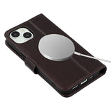 iPhone 15 Plus/14 Plus MyTPhone CardMate MagSafe Læder Pung Cover med Kortholder, Stativ, 2x Skærmbeskyttelse - mørkebrun