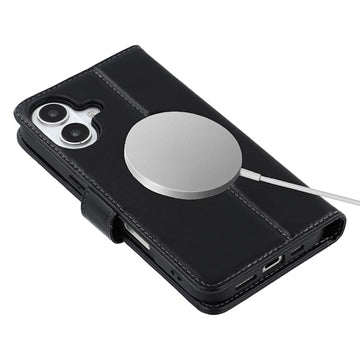 iPhone 16 Plus MyTPhone CardMate MagSafe Læder Pung Cover med Kortholder, Stativ, 2x Skærmbeskyttelse - sort