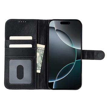iPhone 16 Pro Max MyTPhone CardMate MagSafe Læder Pung Cover med Kortholder, Stativ, 2x Skærmbeskyttelse - Sort