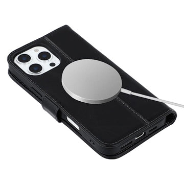 iPhone 16 Pro Max MyTPhone CardMate MagSafe Læder Pung Cover med Kortholder, Stativ, 2x Skærmbeskyttelse - Sort