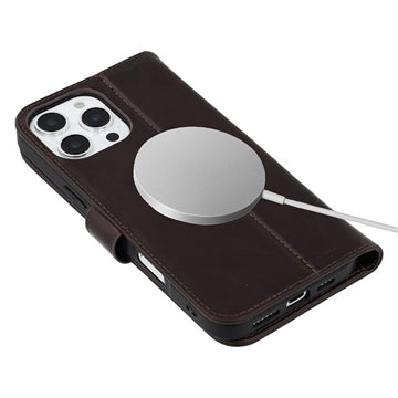 iPhone 16 Pro Max MyTPhone CardMate MagSafe Læder Pung Cover med Kortholder, Stativ, 2x Skærmbeskyttelse - mørkebrun