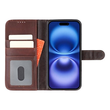 iPhone 17 MyTPhone CardMate MagSafe Læder Pung Cover med Kortholder, Stativ, 2x Skærmbeskyttelse - mørkebrun