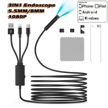 NK-5001Pro 3-i-1 inspektionskamera / endoskop 5.5mm - Lightning, USB-C, USB - 5m