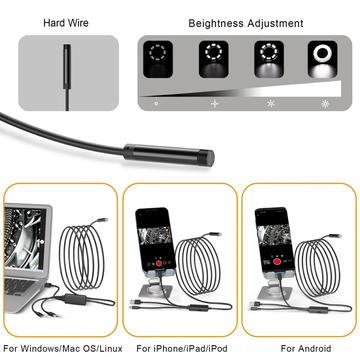 NK-5001Pro 3-i-1 inspektionskamera / endoskop 5.5mm - Lightning, USB-C, USB - 5m