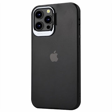 iPhone 12/12 Pro Hybrid Cover med Skjult Stand - Sort / Gennemsigtig