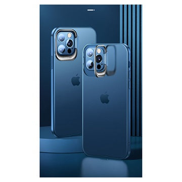 iPhone 12/12 Pro Hybrid Cover med Skjult Stand - Blå / Gennemsigtig