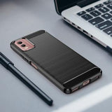 Nokia C32 Børstet TPU Cover - Karbonfiber - Sort