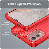 Nokia C32 Børstet TPU Cover - Karbonfiber - Rød