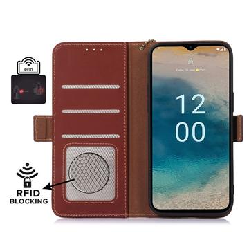 Nokia C32 Læderpung med RFID - Brun