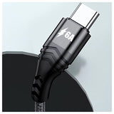 Nylonflettet Universal 4-i-1 USB-kabel - 66W, 2m - Sort