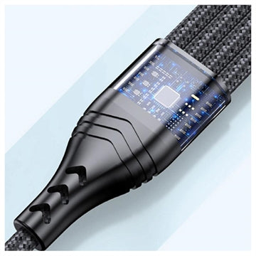 Nylonflettet Universal 4-i-1 USB-kabel - 66W, 2m - Sort
