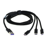 OTB 3-i-1 opladerkabel - Lightning, USB-C, MicroUSB - 1m - sort