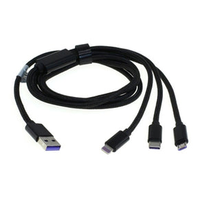 OTB 3-i-1 opladerkabel - Lightning, USB-C, MicroUSB - 1m - sort