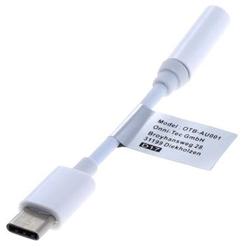 OTB USB-C / 3.5mm Lydadapterkabel - Hvid