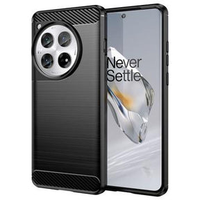 OnePlus 12 Børstet TPU Cover - Karbonfiber - Sort