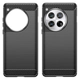 OnePlus 12 Børstet TPU Cover - Karbonfiber - Sort