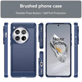 OnePlus 12 Børstet TPU Cover - Karbonfiber - Blå