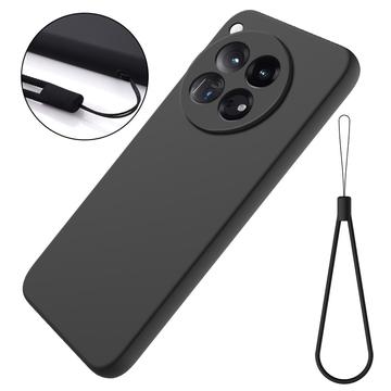 OnePlus 12 Liquid Silikone Cover med Strop - Sort