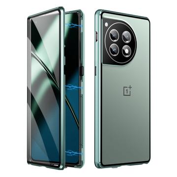 OnePlus 12 Magnetisk Cover med Hærdet Glas - Mørkegrøn