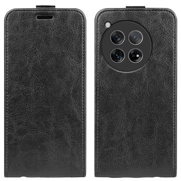 OnePlus 12 Vertikal Flip Taske med Kortholder - Sort