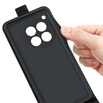 OnePlus 12 Vertikal Flip Taske med Kortholder - Sort