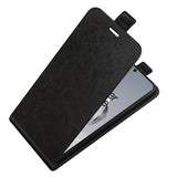 OnePlus 12 Vertikal Flip Taske med Kortholder - Sort