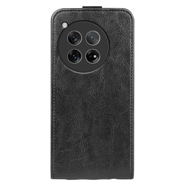 OnePlus 12 Vertikal Flip Taske med Kortholder - Sort