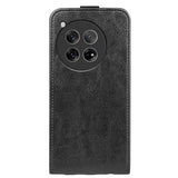 OnePlus 12 Vertikal Flip Taske med Kortholder - Sort