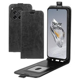 OnePlus 12 Vertikal Flip Taske med Kortholder - Sort