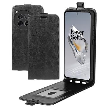 OnePlus 12 Vertikal Flip Taske med Kortholder - Sort