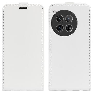 OnePlus 12 Vertikal Flip Taske med Kortholder - Hvid
