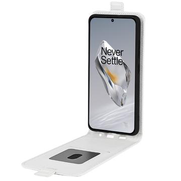OnePlus 12 Vertikal Flip Taske med Kortholder - Hvid