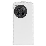 OnePlus 12 Vertikal Flip Taske med Kortholder - Hvid