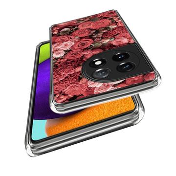 OnePlus 12R/Ace 3 Stilfuld Ultra-Slim TPU Cover - Røde Blomster