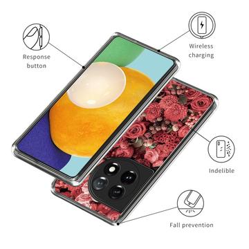 OnePlus 12R/Ace 3 Stilfuld Ultra-Slim TPU Cover - Røde Blomster