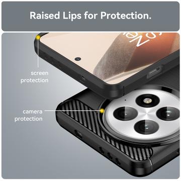OnePlus 13 Børstet TPU Cover - Karbonfiber - Sort