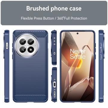 OnePlus 13 Børstet TPU Cover - Karbonfiber - Blå