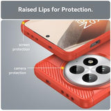 OnePlus 13 Børstet TPU Cover - Karbonfiber - Rød